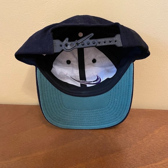 Nike Snapback Hat Rare Vintage 90s Big Swish Logo Black Purple - Picture 3 of 7